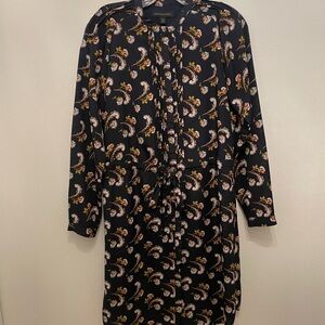 Banana Republic Black Floral Button Down Dress